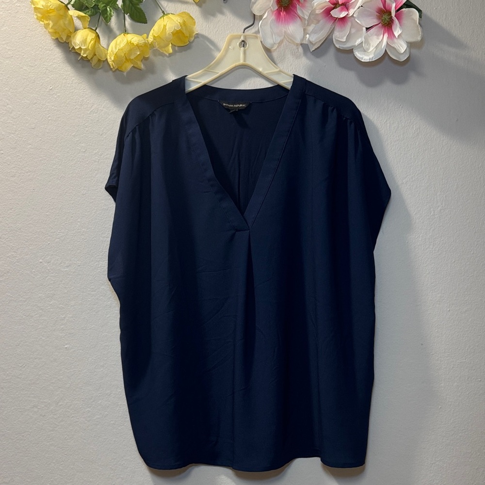 Banana Republic Navy V-Neck Short Sleeve Tunic